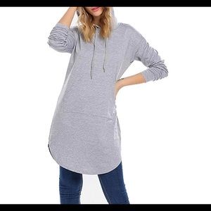 Gray hooded tunic sweatshirt, EUC